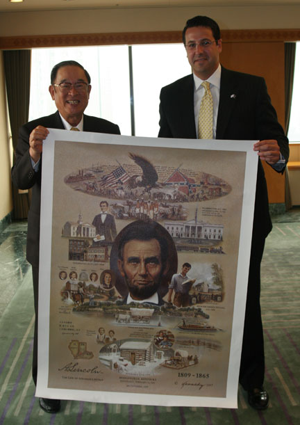 Chairman Cho and Nate Feltman with Lincoln Print