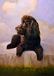 Sir Cookie of Robinson, dog portrait in oil  in oil on canvas